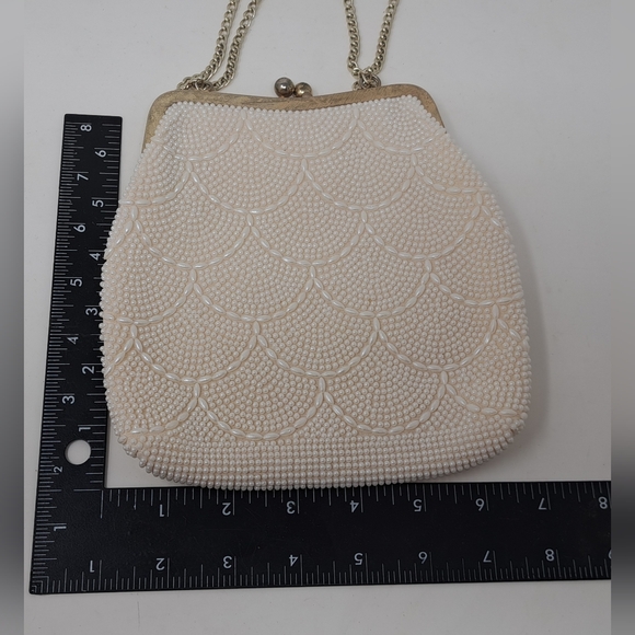 Vintage Beaded Purse Colorful White Gold 60s 70s Hand Bag Satchel Depression Era - Picture 11 of 11